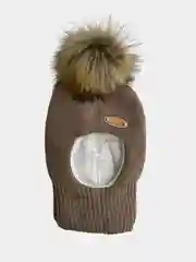 Светло-коричневый шапка-шлем зимняя детская для мальчиков