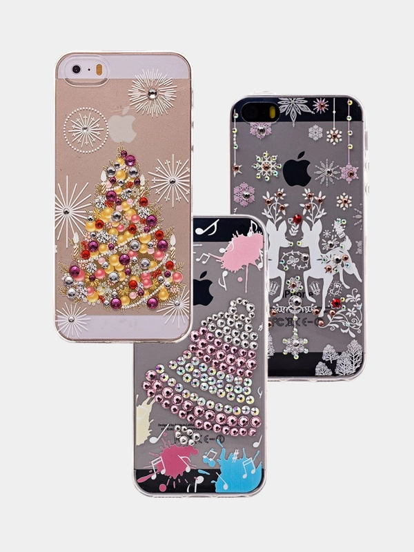 Чехол SC085 Новогодний для iPhone XS Max, со стразами