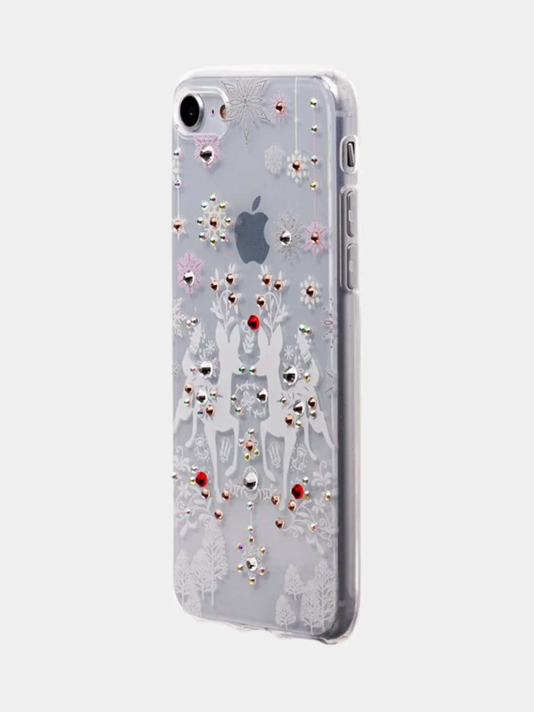 Белый чехол SC085 Новогодний для iPhone XS Max, со стразами