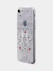 Белый чехол SC085 Новогодний для iPhone XS Max, со стразами