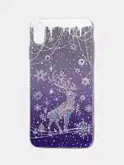 Фиолетовый чехол SC085 Новогодний для iPhone XS Max, со стразами