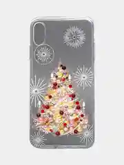 Красный чехол SC085 Новогодний для iPhone XS Max, со стразами