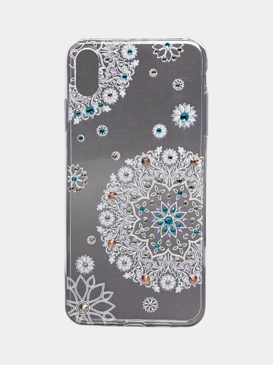 Голубой чехол SC085 Новогодний для iPhone XS Max, со стразами