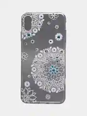 Голубой чехол SC085 Новогодний для iPhone XS Max, со стразами