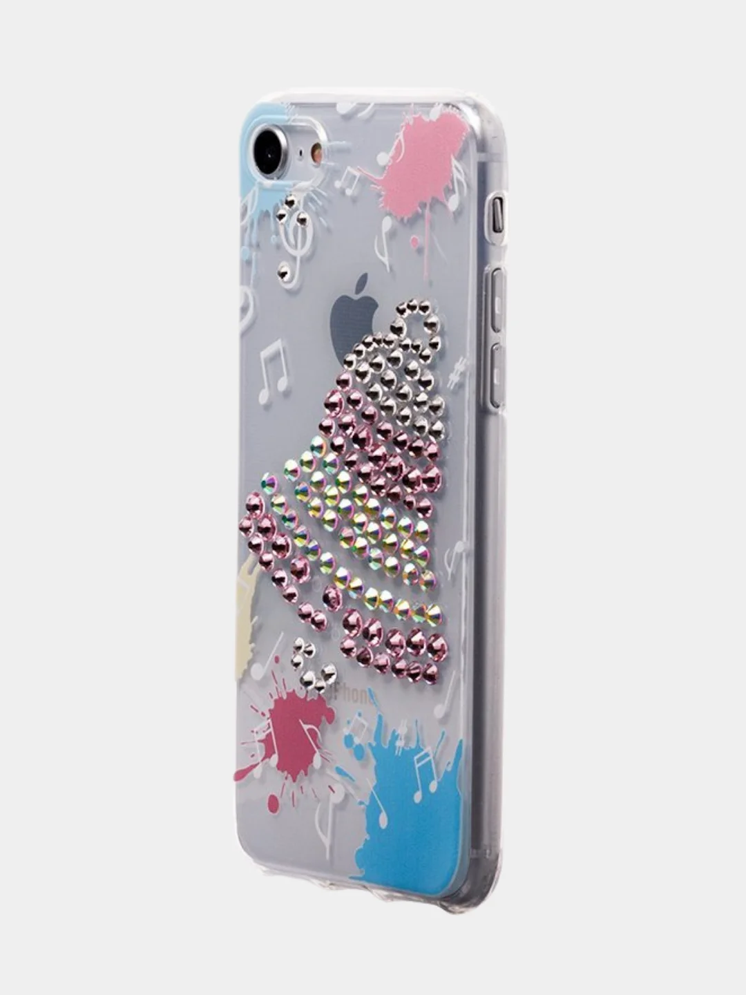 Розовый чехол SC085 Новогодний для iPhone XS Max, со стразами