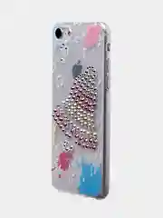 Розовый чехол SC085 Новогодний для iPhone XS Max, со стразами