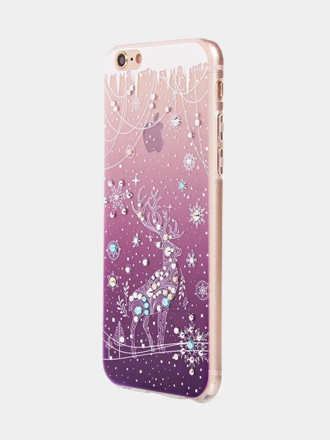 Фиолетовый чехол SC085 Новогодний для iPhone XS Max, со стразами