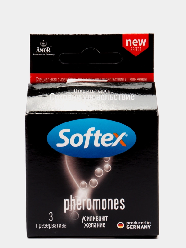 Softex Pheromones, презервативы со смазкой , усиливающей желание, и фруктовым ароматом, 3 шт
