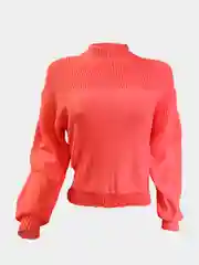Коралловый женский вязаный свитер