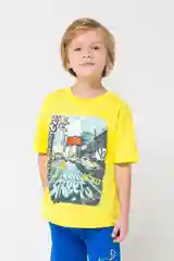 Желтый футболка для мальчика оверсайз crockid