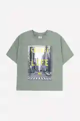 Хаки футболка для мальчика оверсайз crockid