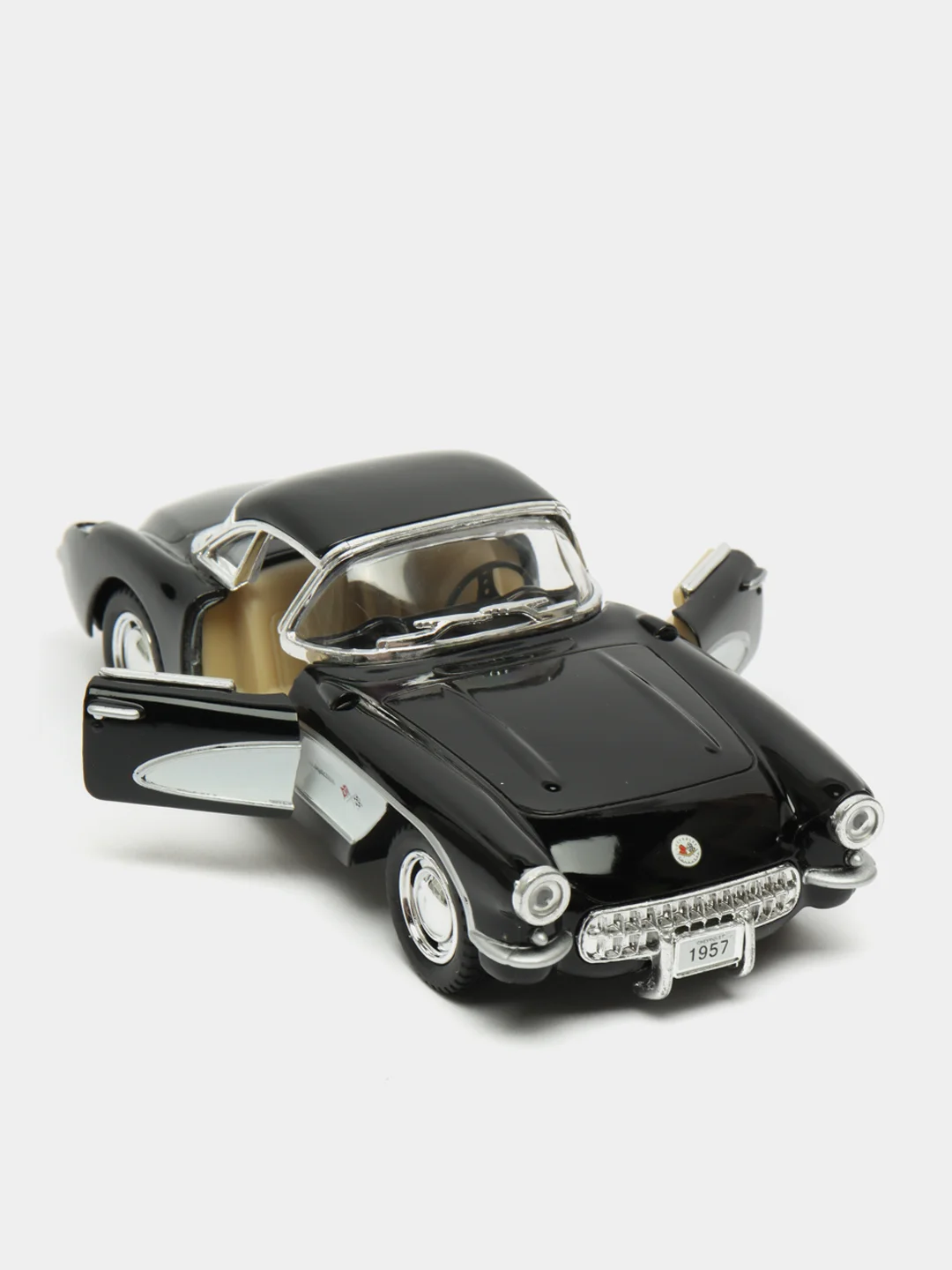 Черный металлическая машинка 1:34 Chevrolet Corvette 1957 KT5316D