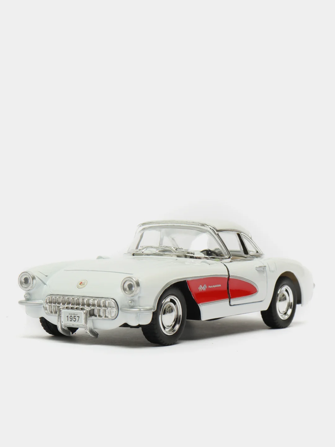 Белый металлическая машинка 1:34 Chevrolet Corvette 1957 KT5316D