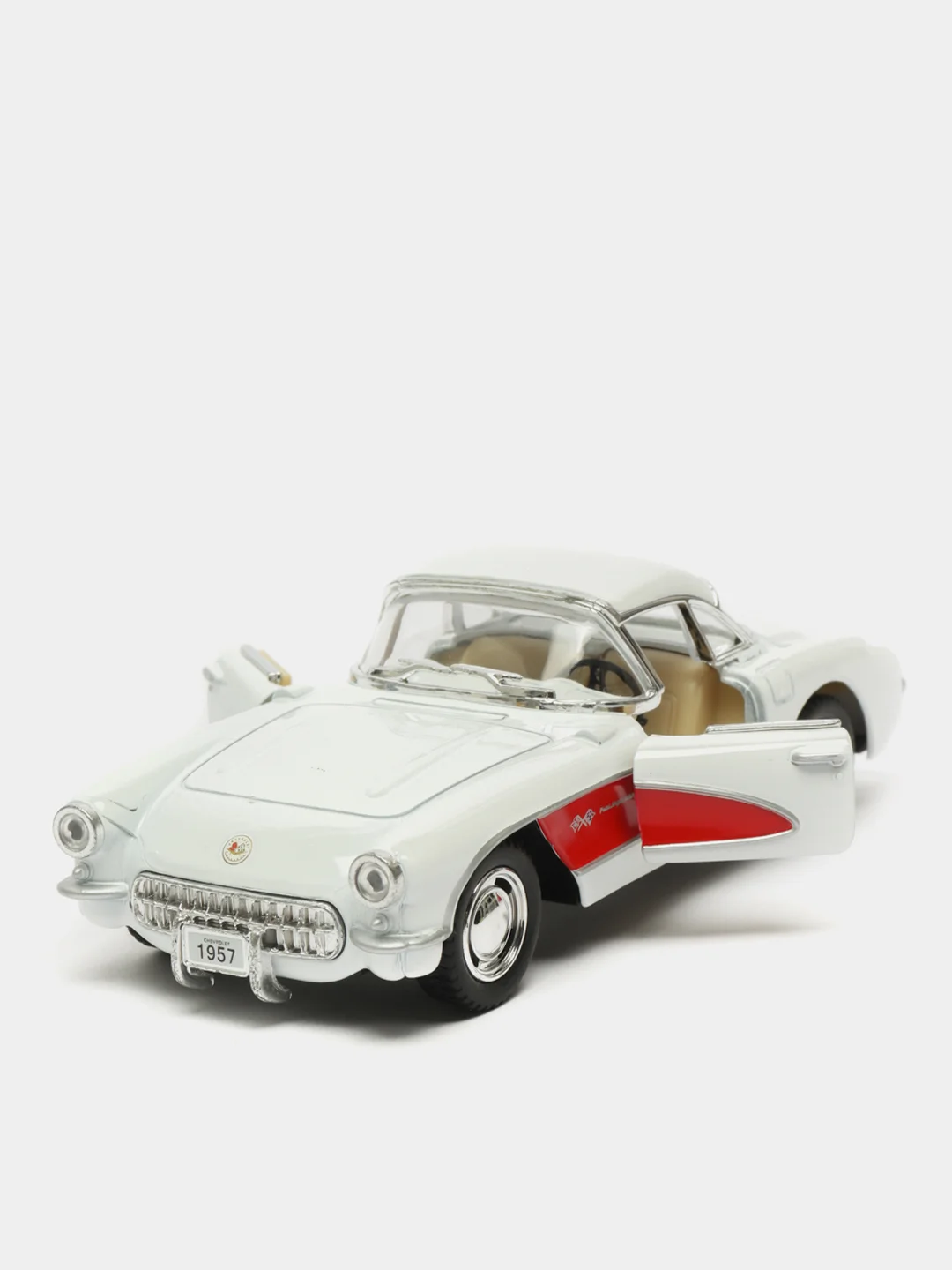 Белый металлическая машинка 1:34 Chevrolet Corvette 1957 KT5316D
