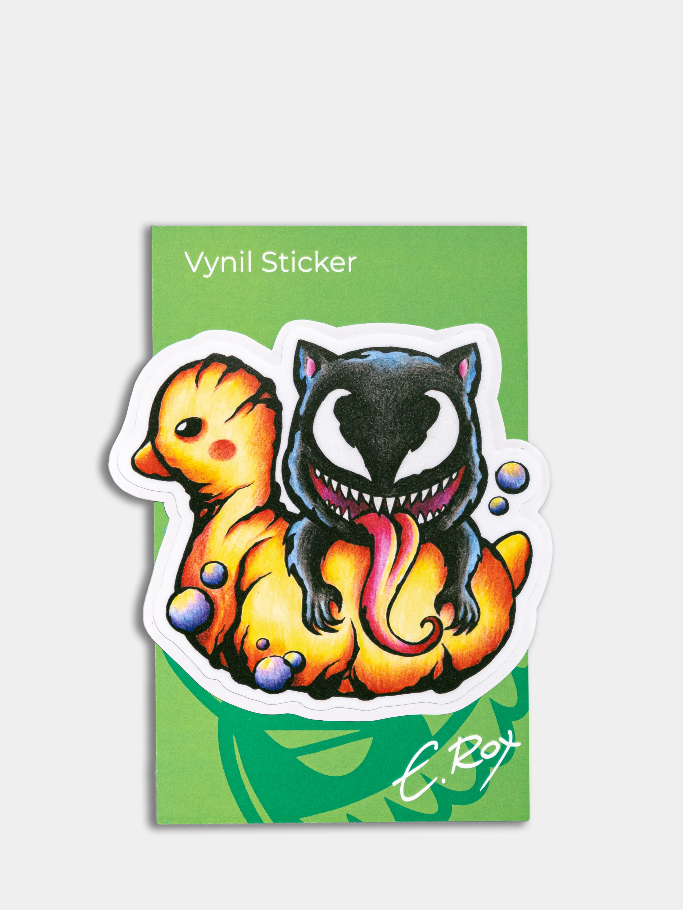 Оригинальный авторский виниловый стикер/наклейка Symbiote cat, 10х7.5 см  купить по цене 150 ₽ в интернет-магазине Магнит Маркет