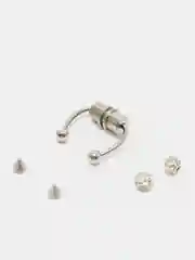 Серебряный магнитная обманка на септум и комплект из 4-х накруток