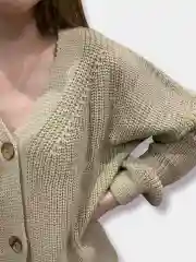 Бежевый кардиган женский, вязаный, короткий, oversize