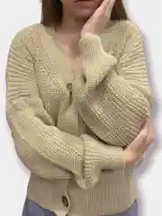 Бежевый кардиган женский, вязаный, короткий, oversize