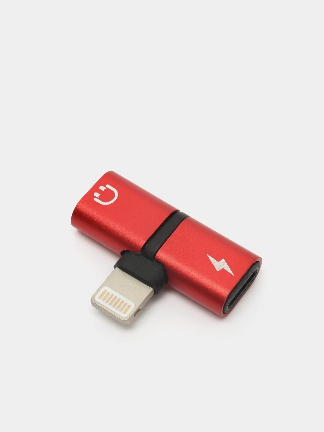 Красный разветвитель Lightning 2в1 зарядное устройство и разъем для наушников