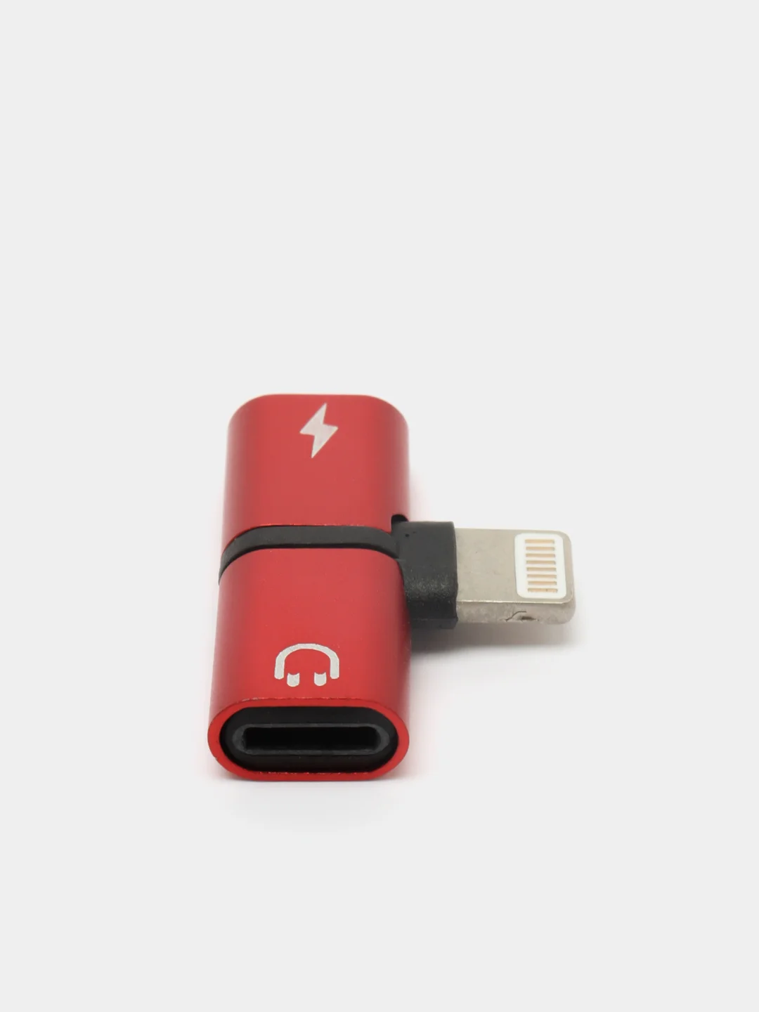 Красный разветвитель Lightning 2в1 зарядное устройство и разъем для наушников