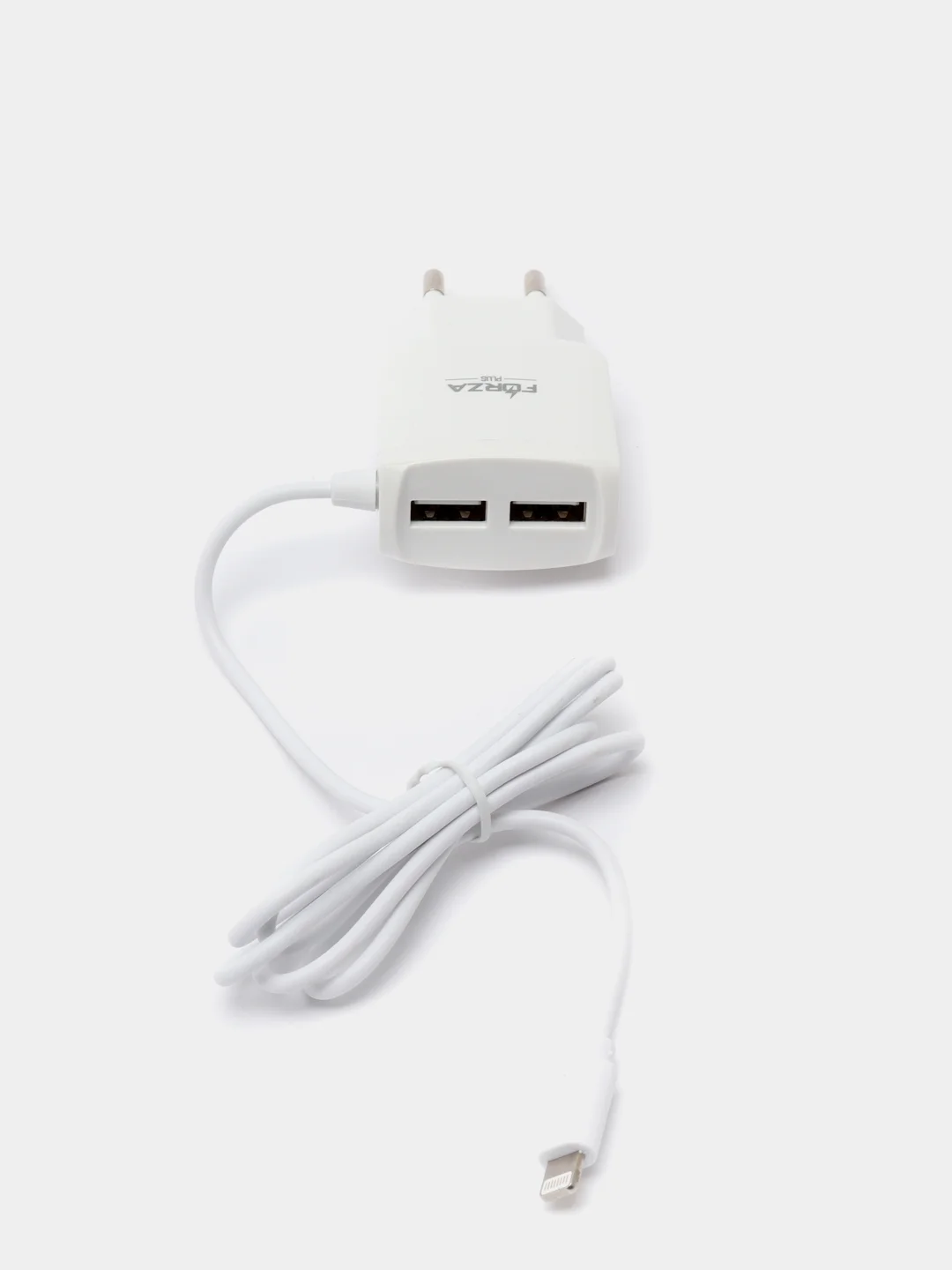 Сетевое зарядное устройство встроенный кабель, 2xUSB, 2А, 10Вт