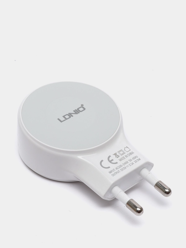 Сетевое зарядное устройство LDNIO A2269, 2 USB + кабель Lightning/MicroUSB