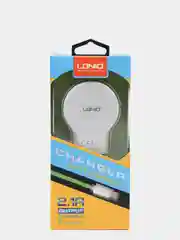 Белый сетевое зарядное устройство LDNIO A2269, 2 USB + кабель Lightning/MicroUSB