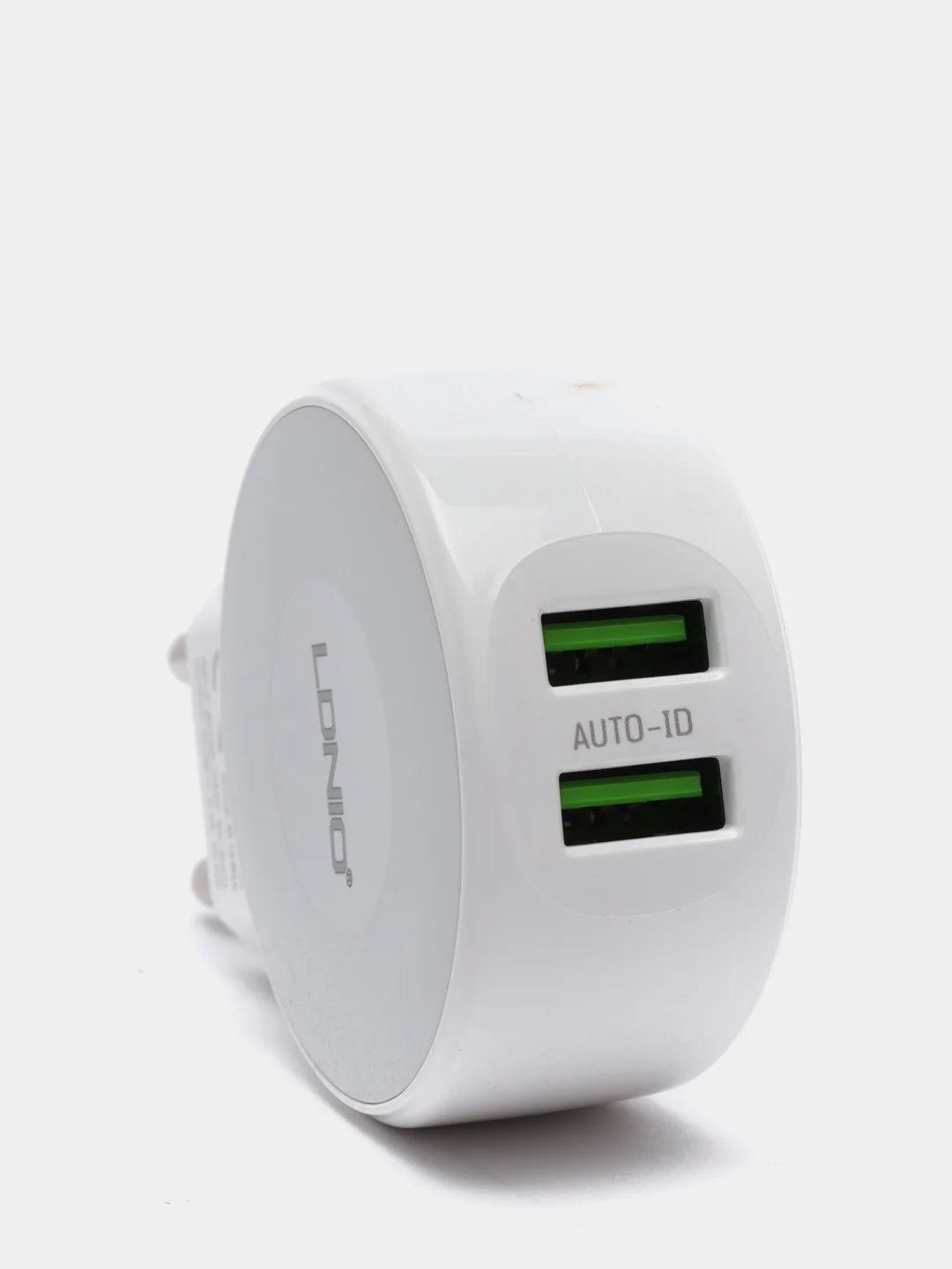 Белый сетевое зарядное устройство LDNIO A2269, 2 USB + кабель Lightning/MicroUSB