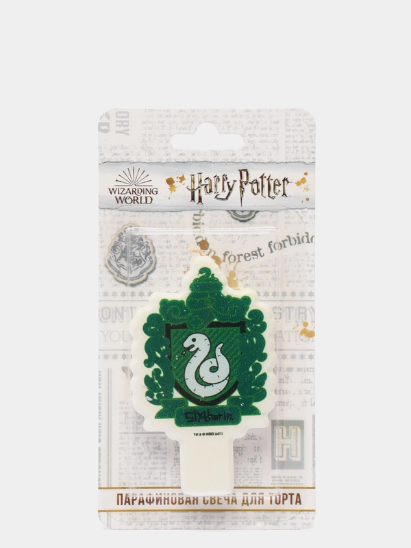 Harry Potter. Парафиновая свеча в торт (Герб зеленый), в блистере (чиби)