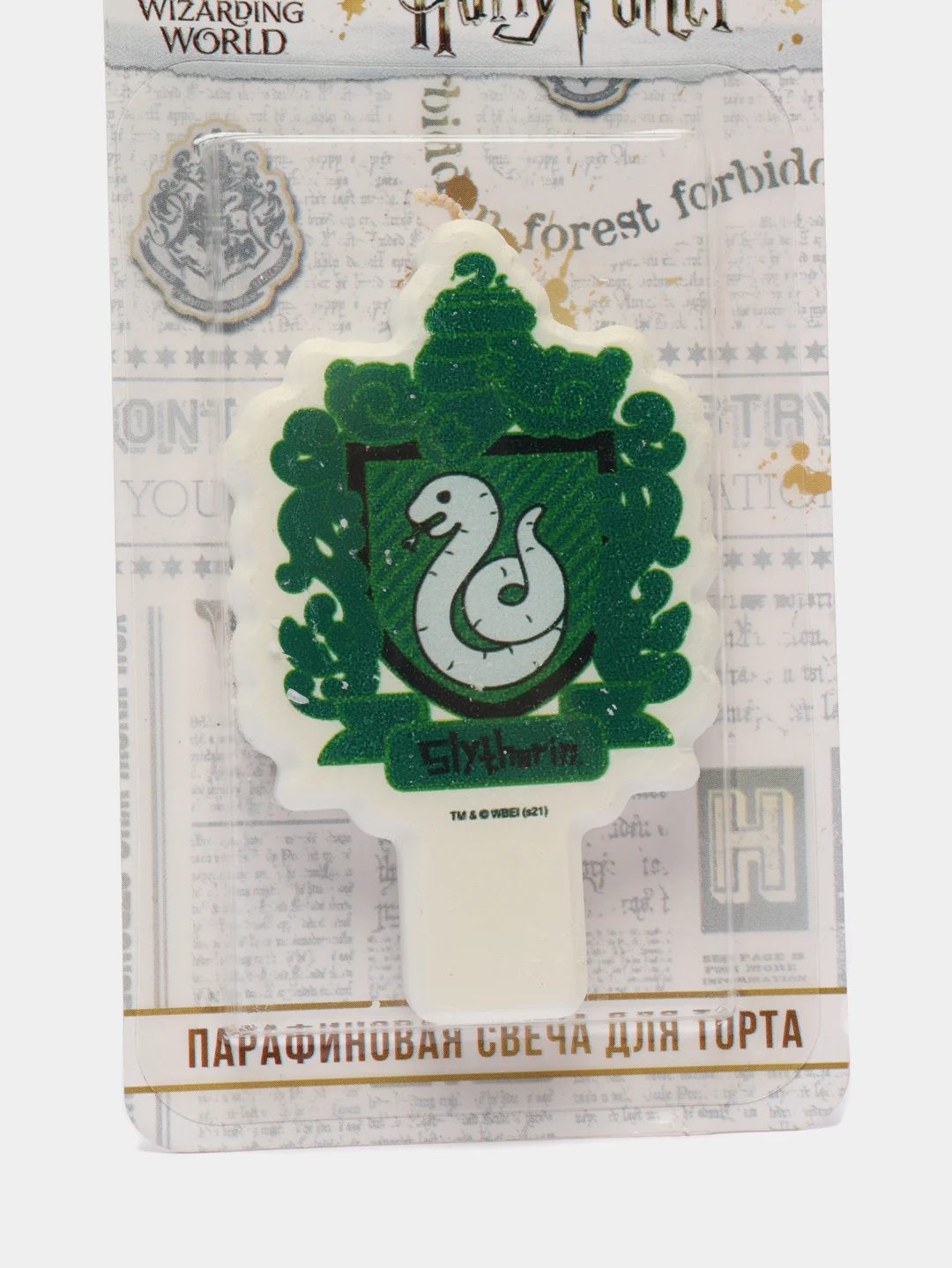 Harry Potter. Парафиновая свеча в торт (Герб зеленый), в блистере (чиби)
