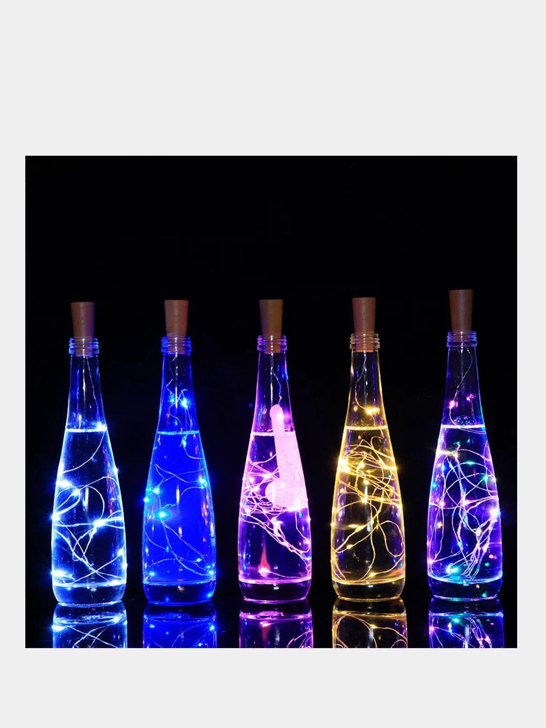 Светодиодная гирлянда пробка для декора 1, 2, 3 метра, 10, 20, 30 LED