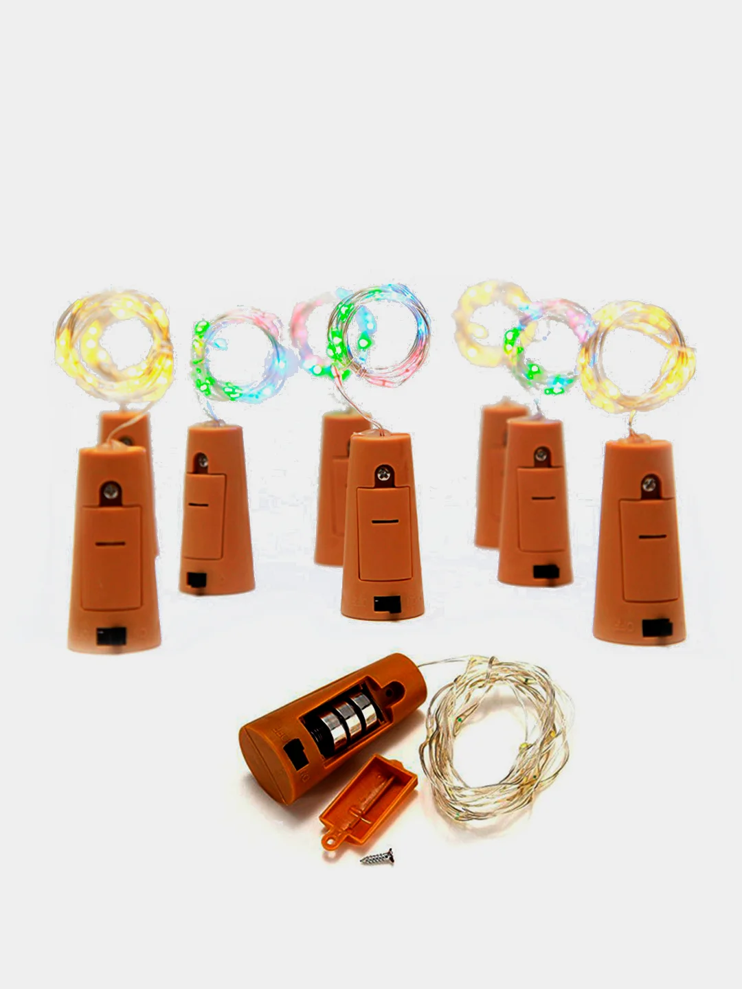 Светодиодная гирлянда пробка для декора 1, 2, 3 метра, 10, 20, 30 LED