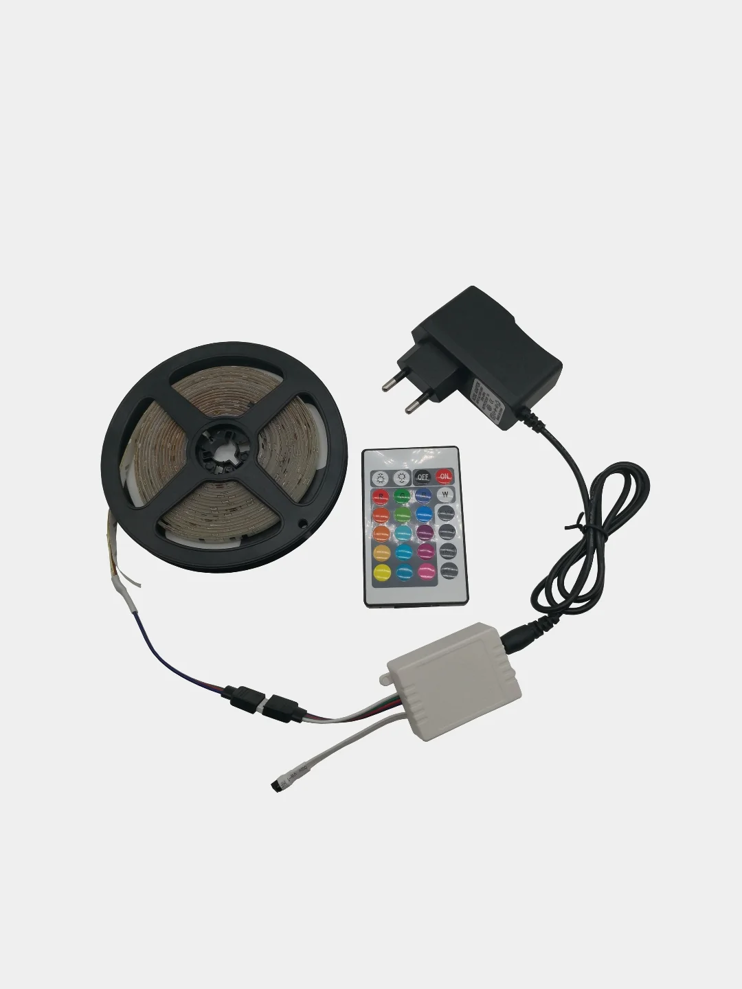 Светодиодная RGB LED лента гирлянда 5 м разноцветная 12 режимов с пультом и блоком питания