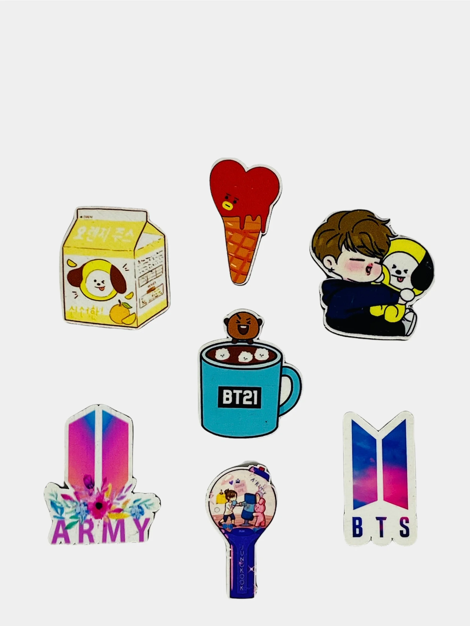 Алый значок на одежду BTS "BT21", пин на булавке деревянный