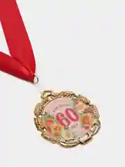 Медаль юбилейная с лентой "60 лет. Цветы", D = 70 мм