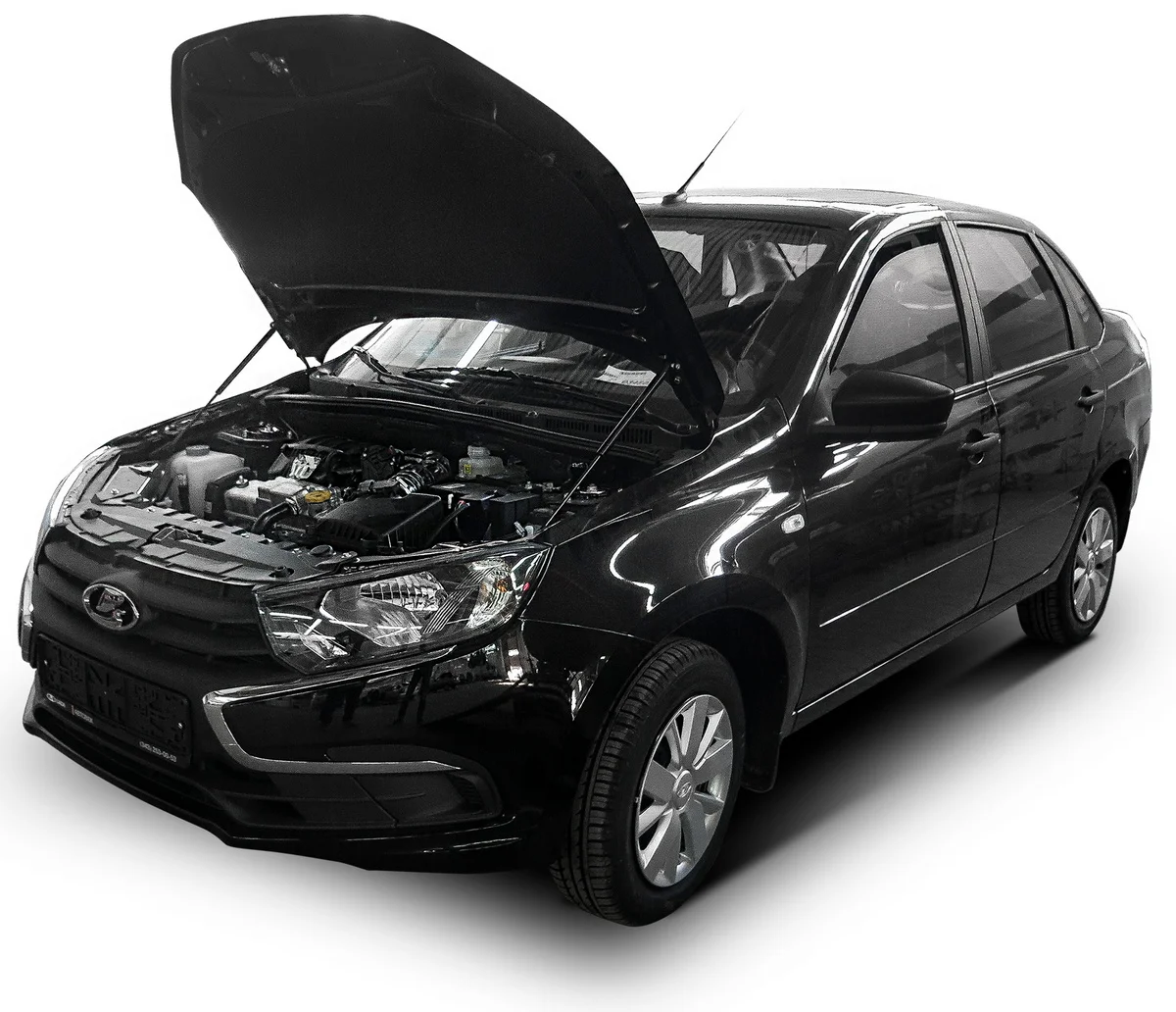 Черный газовые упоры капота АвтоУпор для Lada Granta I рестайлинг 2018-н.в., 2 шт., ULAGRA021