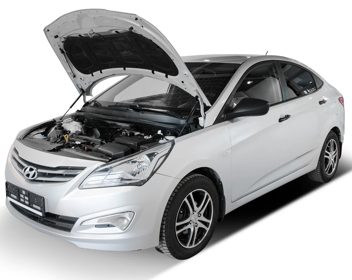 Черный газовые упоры капота АвтоУпор для Hyundai Solaris I 2010-2017, 2 шт., UHYSOL012