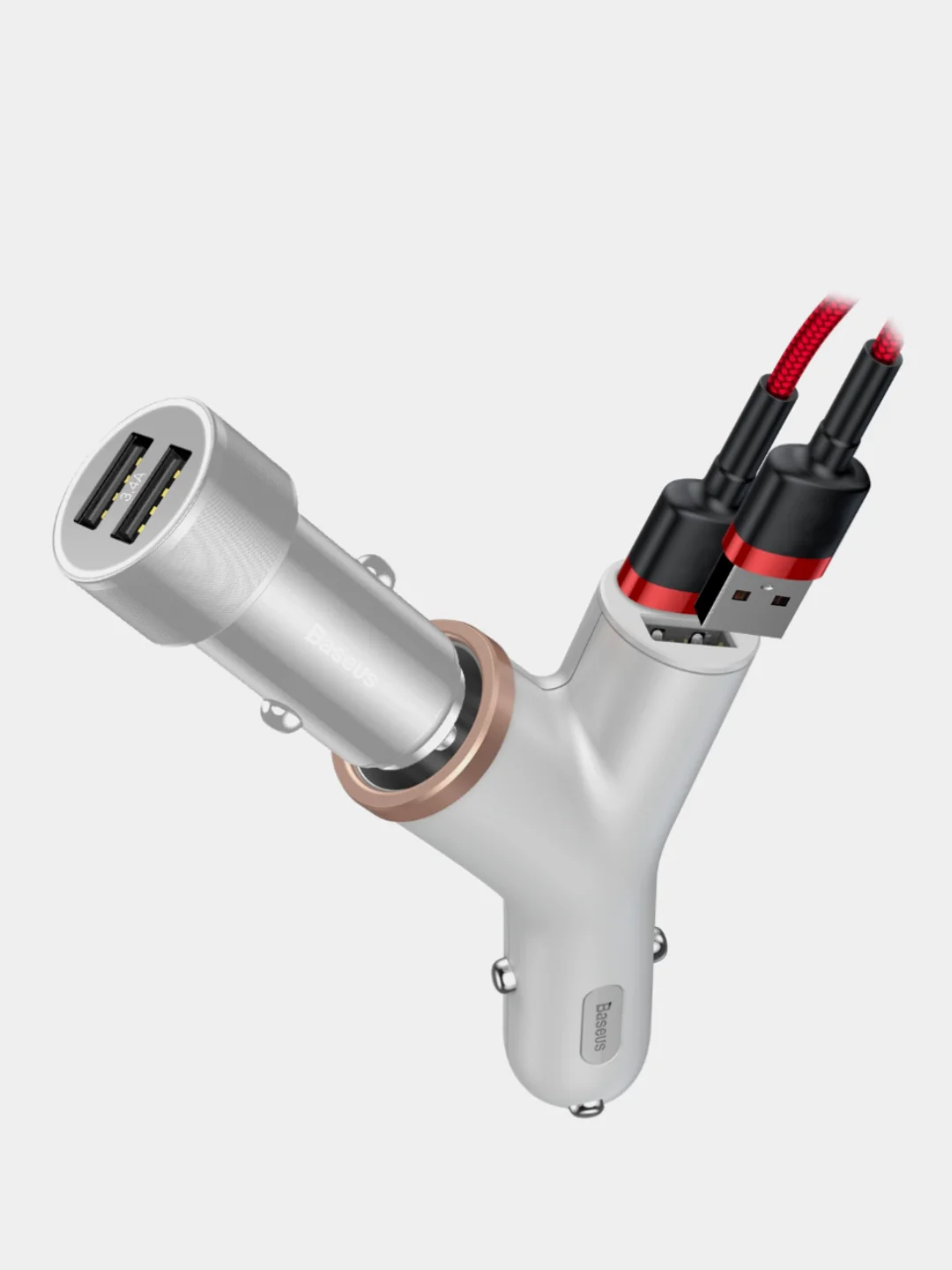 Автомобильное зарядное устройство Baseus Premium Y-Type Dual USB Car Charger, 2xUSB, 3.4A