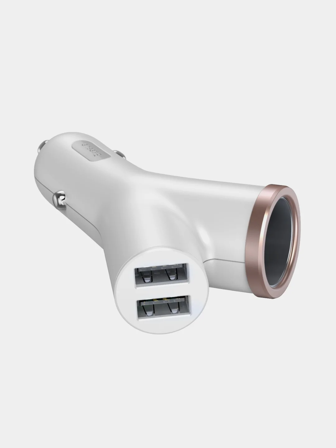Белый автомобильное зарядное устройство Baseus Premium Y-Type Dual USB Car Charger, 2xUSB, 3.4A
