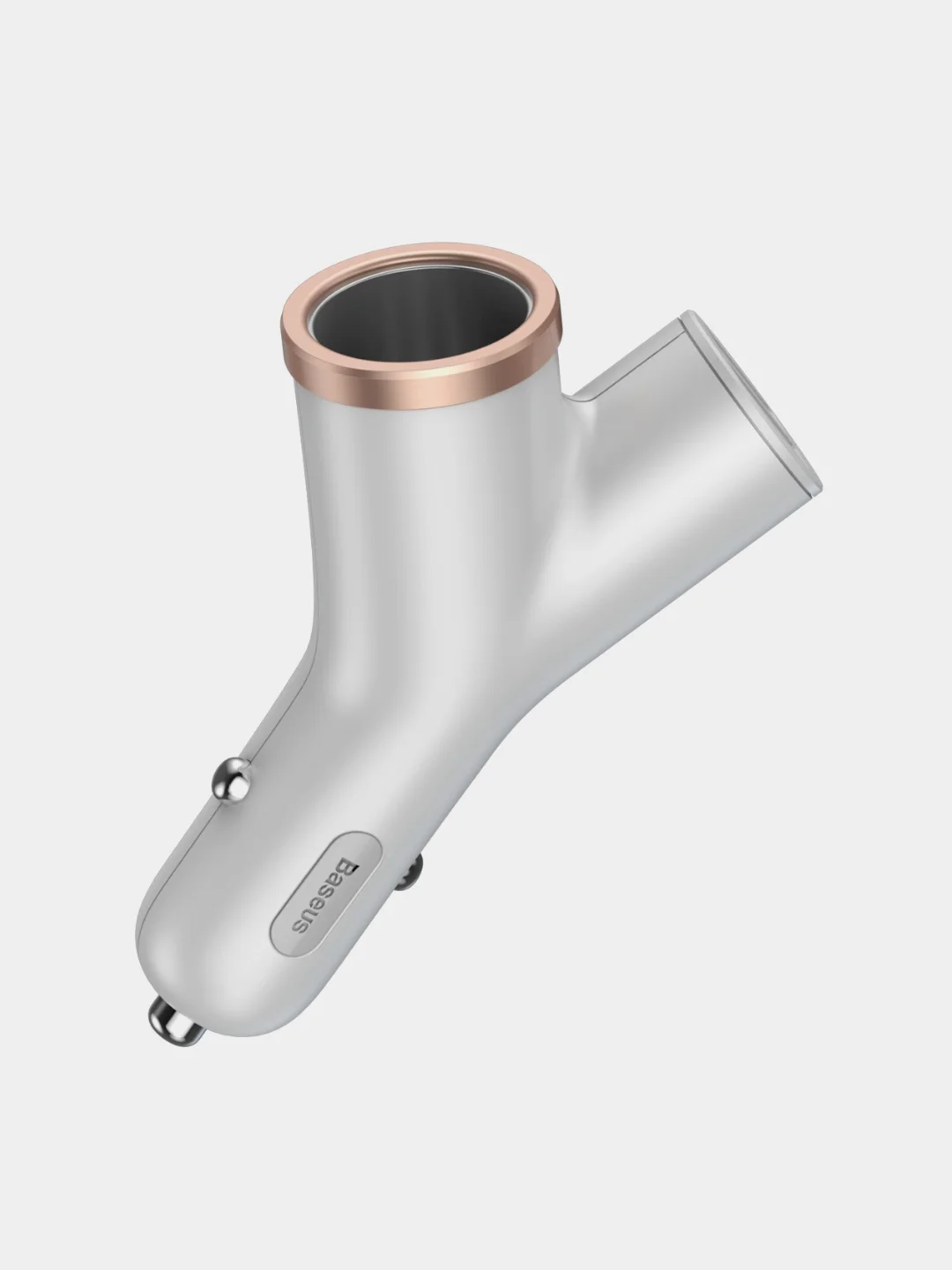 Белый автомобильное зарядное устройство Baseus Premium Y-Type Dual USB Car Charger, 2xUSB, 3.4A