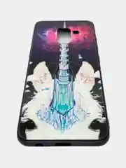 Черный чехол для Samsung Galaxy A5 2018 стеклянная панель, рисунок светится в темноте