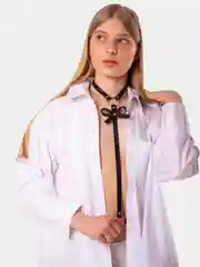Портупея для женщин кожанные с бантиком черного цвета