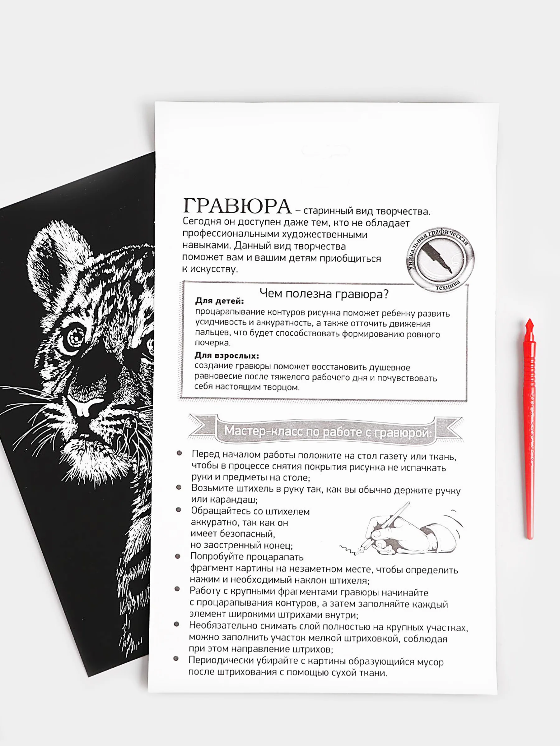 Золотой гравюра Тигр с металлическим эффектом Золото, А4, Школа талантов