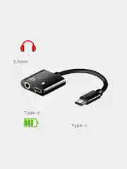 Адаптер 2in1 Type-c на разъем 3,5 мм и зарядка Type-c
