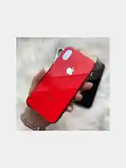 Красный чехол Glass Case для iPhone X/ XS силиконовый с стеклянной крышкой