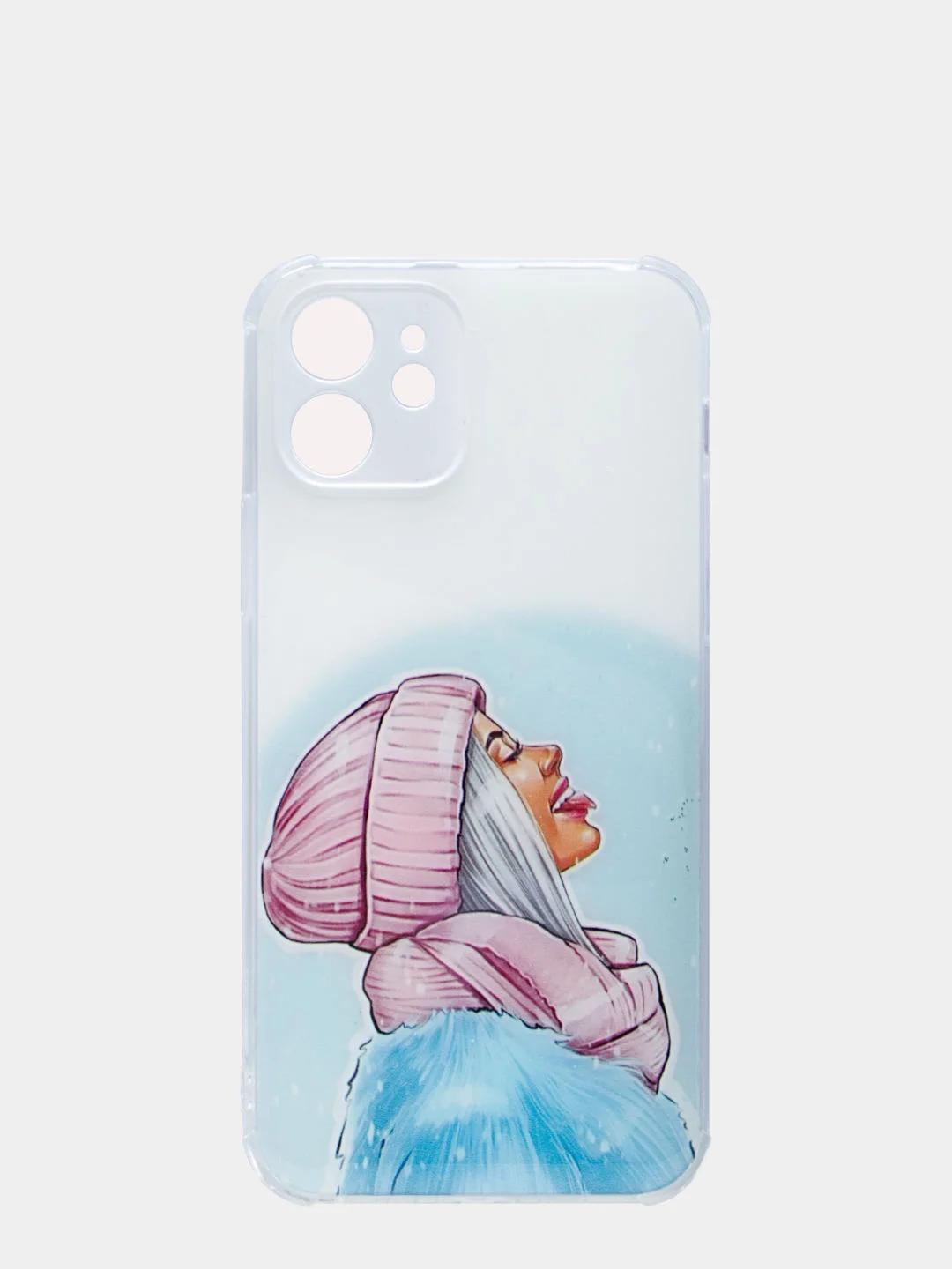 Голубой чехол для iPhone 12, силиконовый, с рисунками