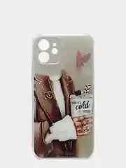 Коричневый чехол для iPhone 12, силиконовый, с рисунками