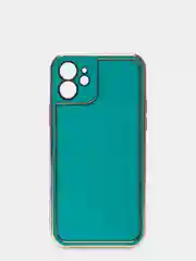Зеленый чехол для iPhone 12 (6.1), силиконовый, с хромированными вставками