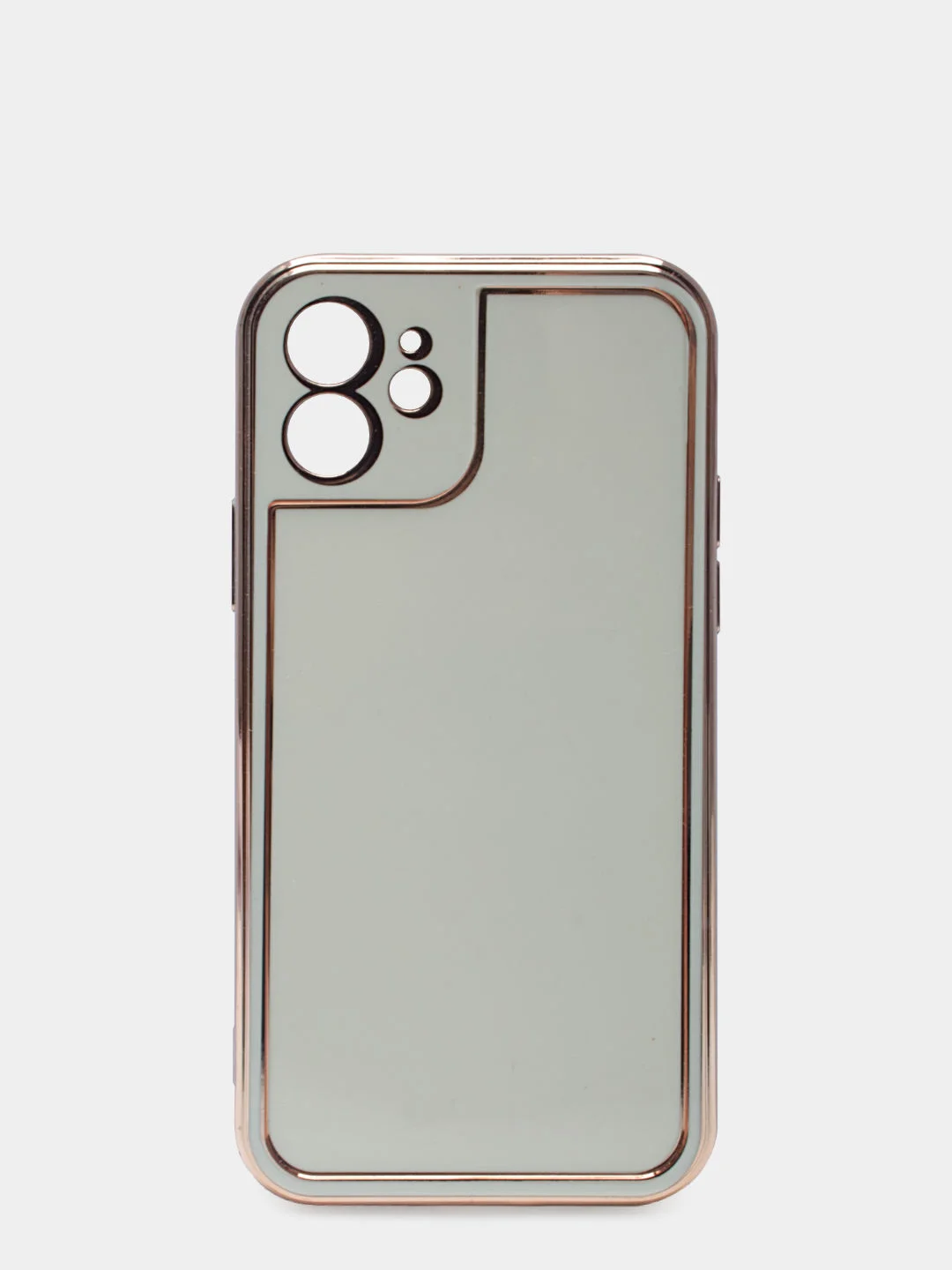 Бежевый чехол для iPhone 12 (6.1), силиконовый, с хромированными вставками