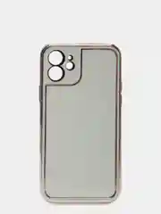 Бежевый чехол для iPhone 12 (6.1), силиконовый, с хромированными вставками